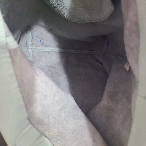 BAGGU Aqua Blue Natural Milled Leather Basic Tote Bag - Picture 9 of 9